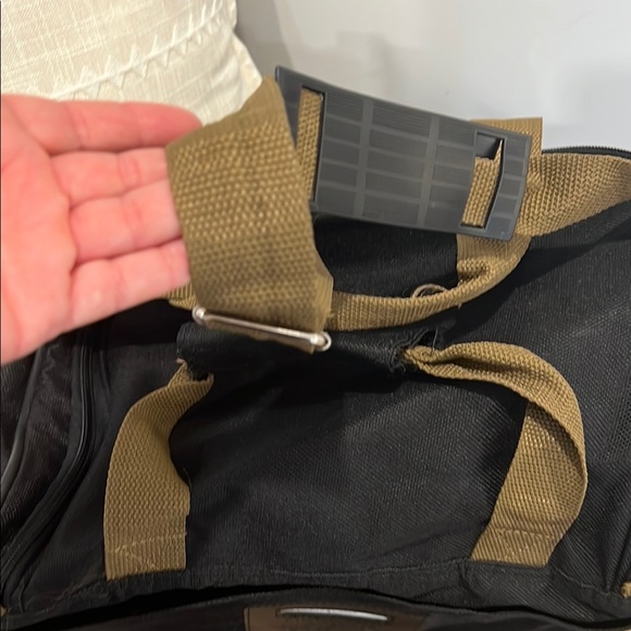 Chaps Black Duffel Bag with Tan Straps - Picture 7 of 8